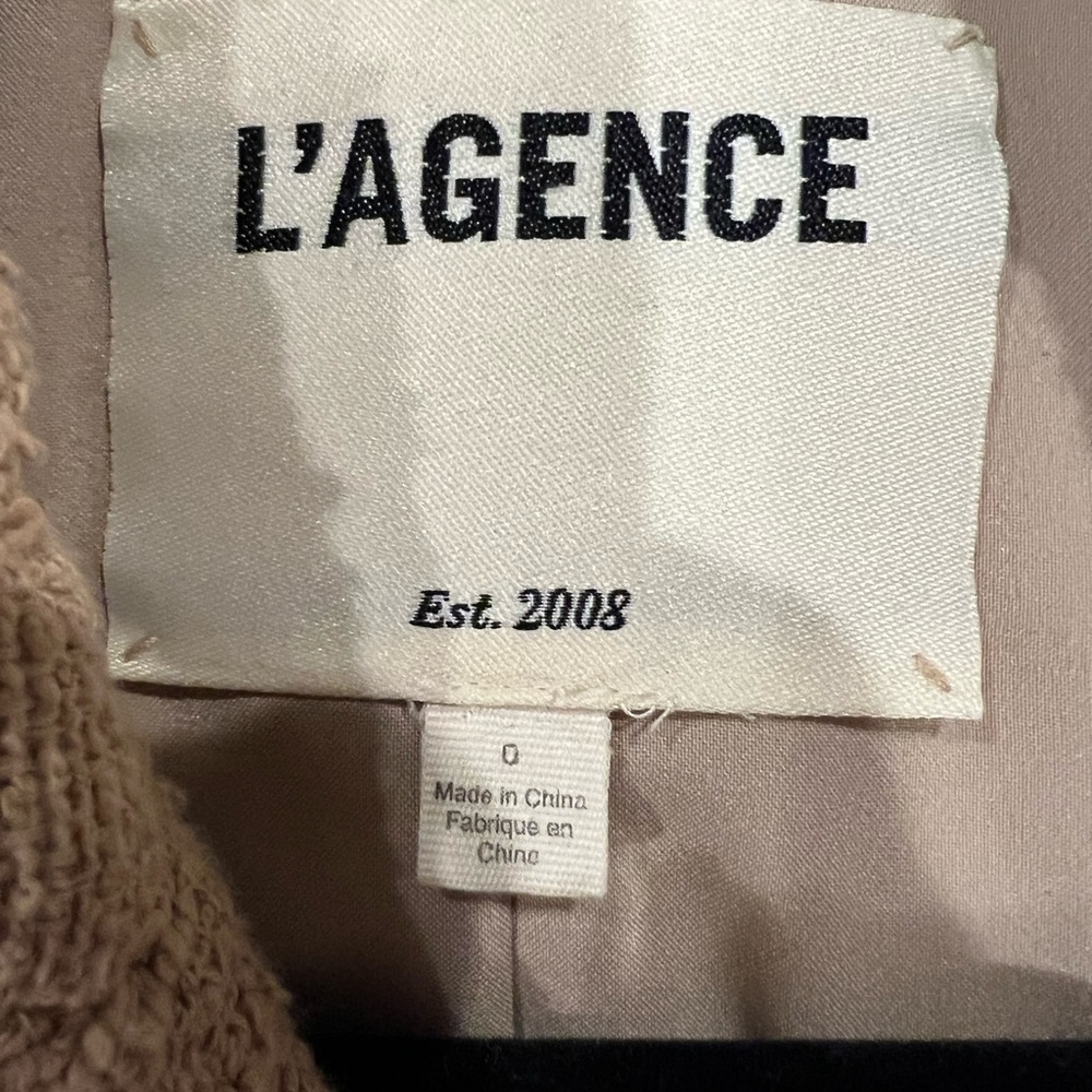 L'AGENCE Inez Tan Cropped Tailored Blazer Jacket Size 0 - Picture 5 of 15